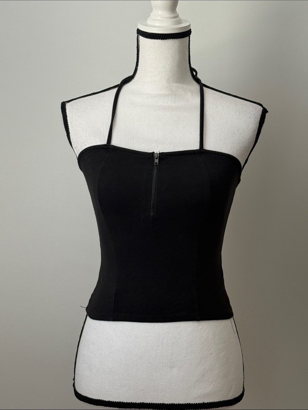 Kimchi Blue Black Halter Zip-Front Women's Top